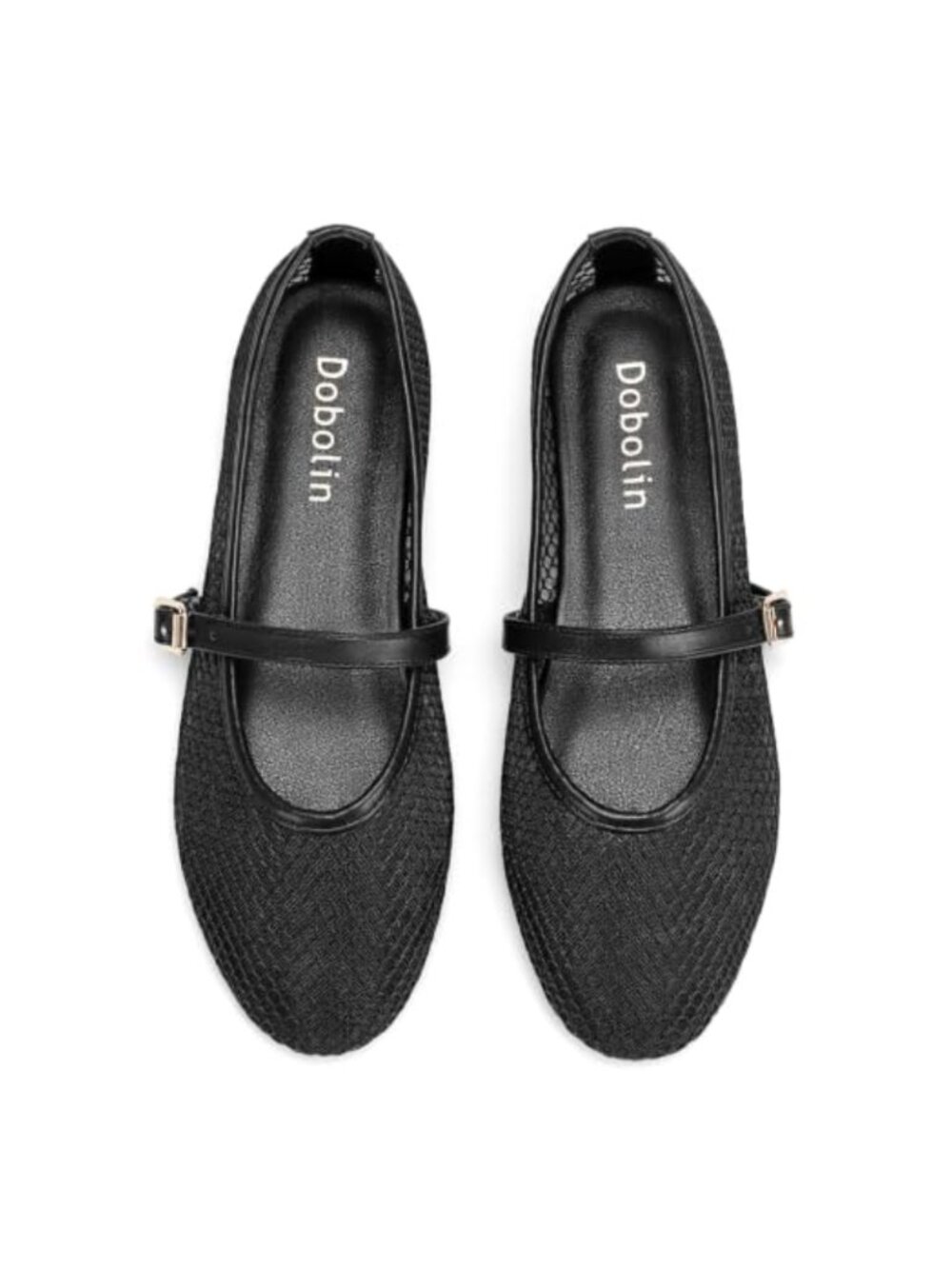 Mesh Ballet Flats Round Toe Mary Jane Buckle Strap Women's Flat Shoes